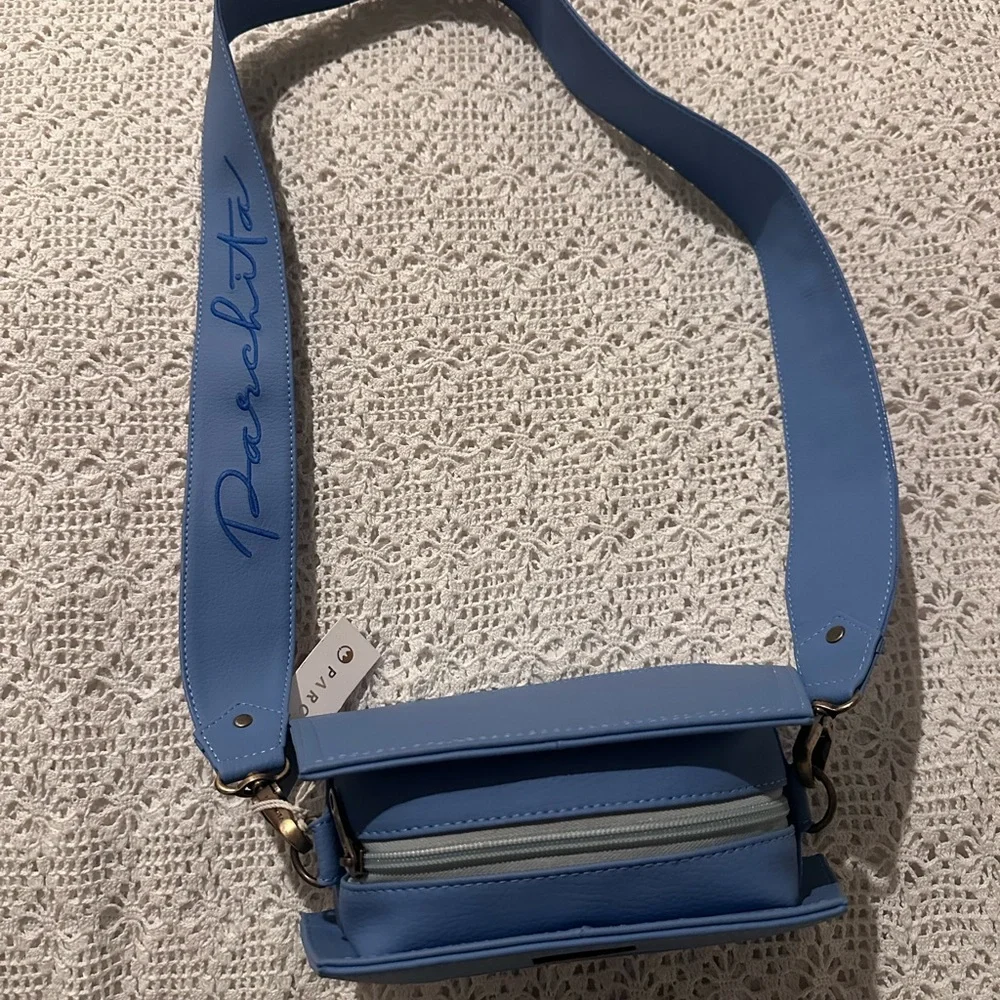 Blue Crossbody Bag with Branded Strap